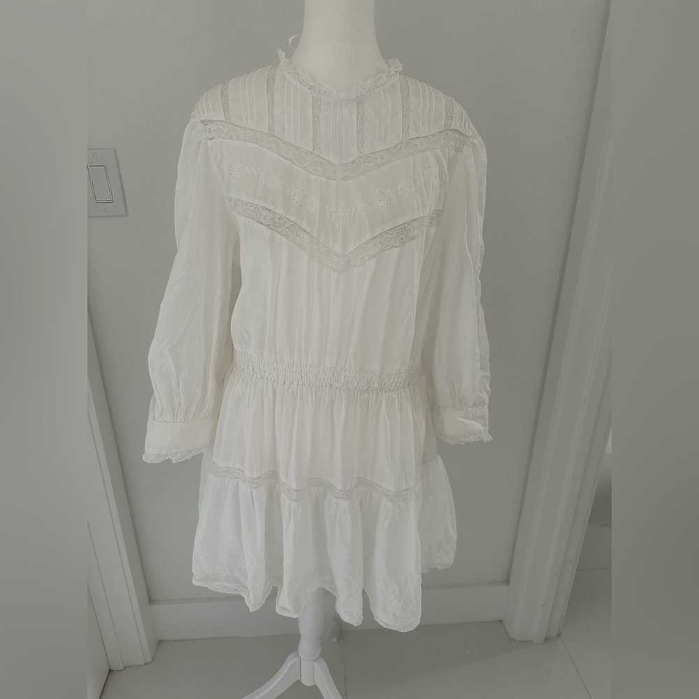LoveShackFancy Ivory Lace Detail Dress